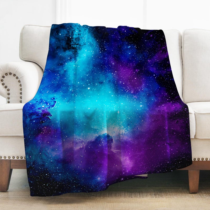Levens Space Galaxy Blanket Gifts for Kids Adults, 60"x50" Space Blanket Science Fiction Print Birthday Christmas Spaces Themed Gifts for Women Girls Boys, Soft Cozy Flannel Galaxy Room Decor Throw - Image 1